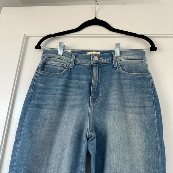 L'Agence Sada Cropped Jeans High Rise Slim Fit Raw Hem Whiskering Sz 28 Tuscany - Picture 7 of 10